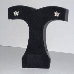 8.52mm Clear Butterfly Cz And Sterling Post Earrings